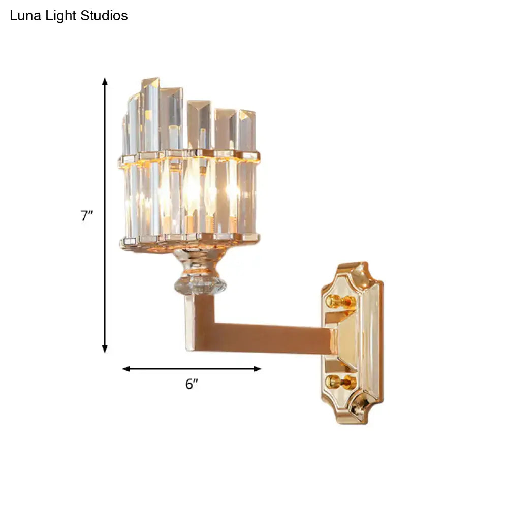 Postmodern gold crystal rod wall light bedroom sconce