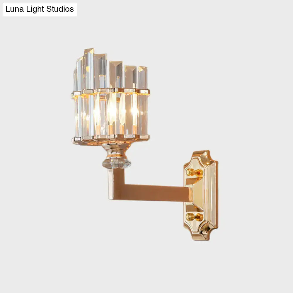 Postmodern gold crystal rod wall light bedroom sconce