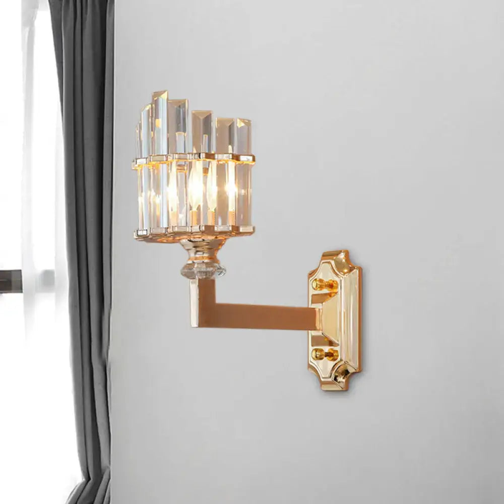 Postmodern gold crystal rod wall light bedroom sconce