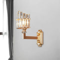 Postmodern gold crystal rod wall light bedroom sconce