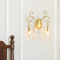 Postmodern gold curve arm sconce light with crystal – living room sconce