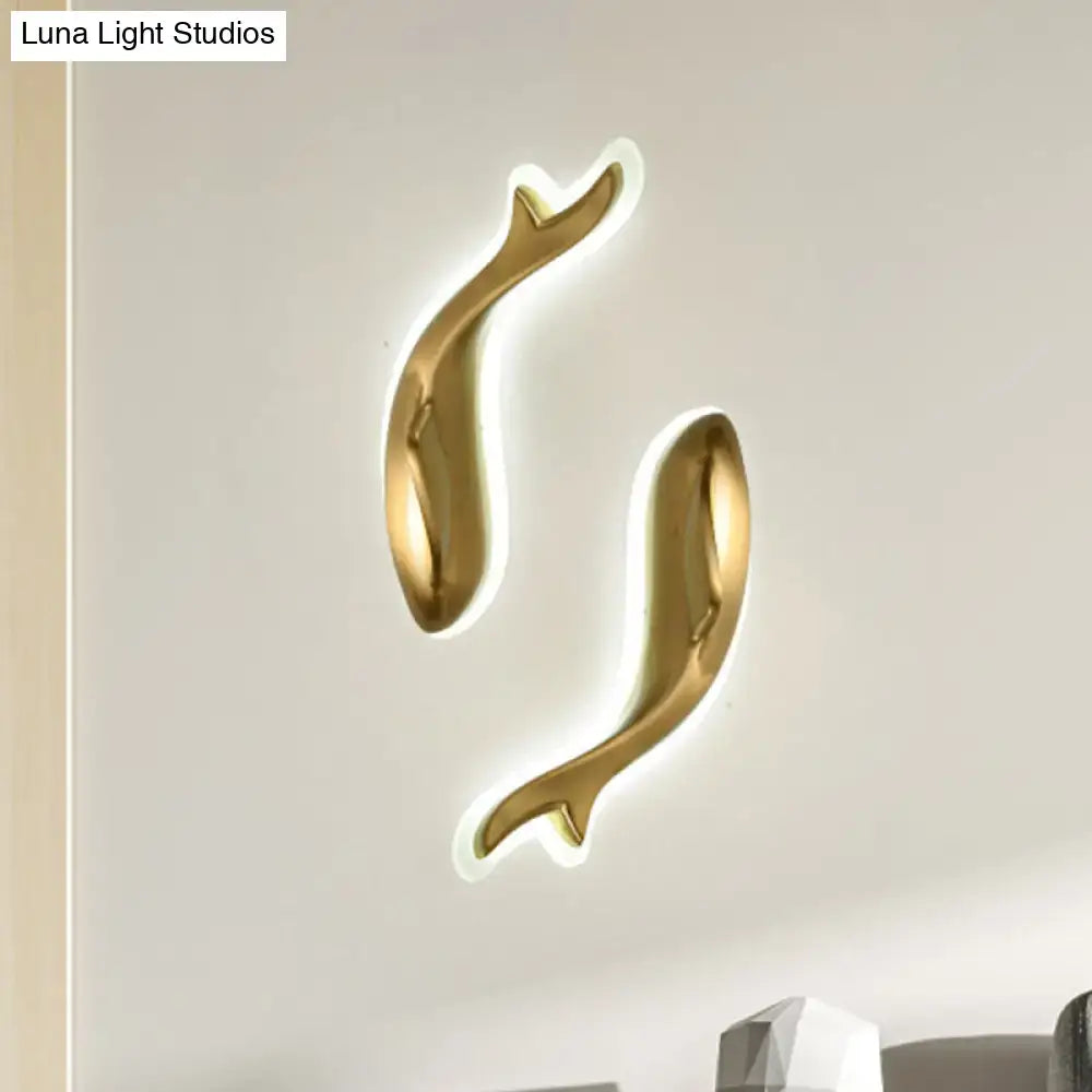 Postmodern gold dolphin led wall lighting fixture bedroom sconce