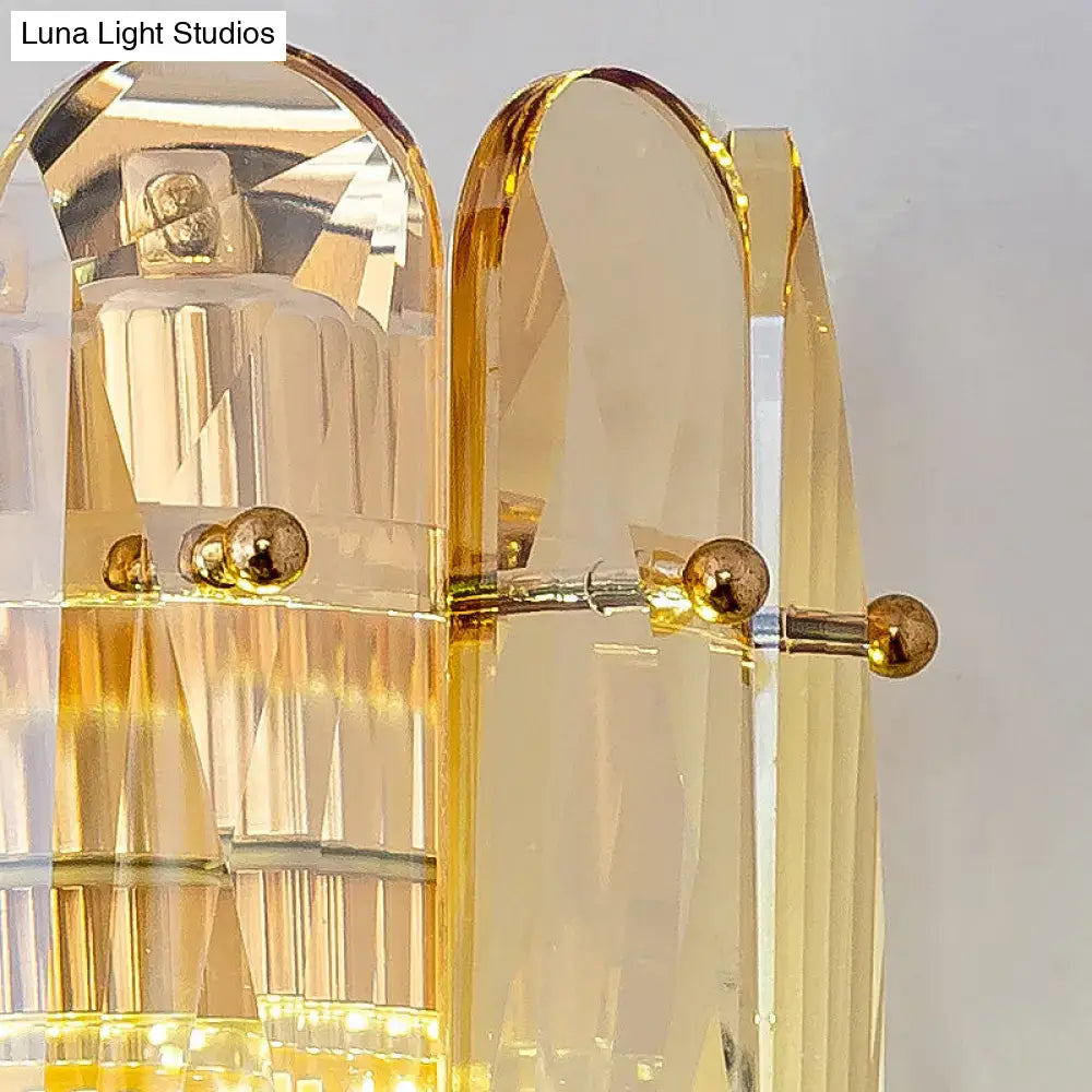 Postmodern gold faceted crystal sconce light for bedroom