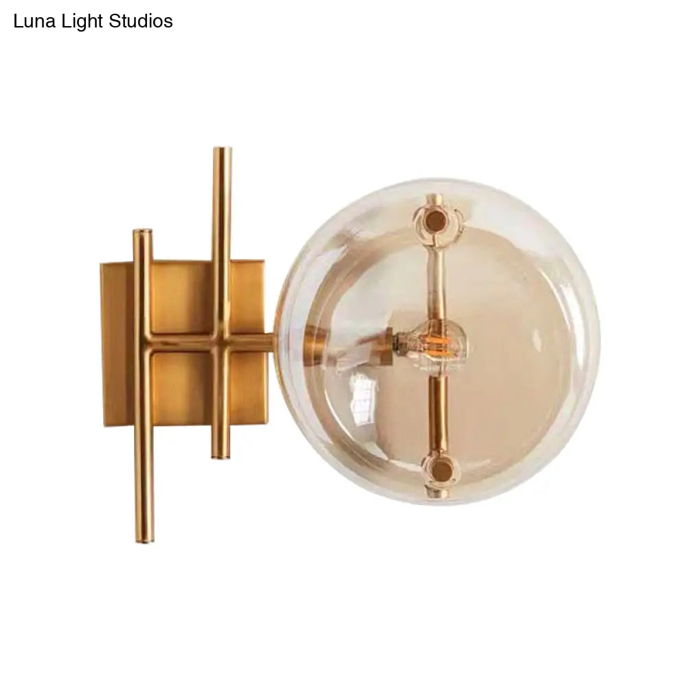 DecorBites™ Postmodern Gold Finish Double Ball Glass Wall Sconce for Corners