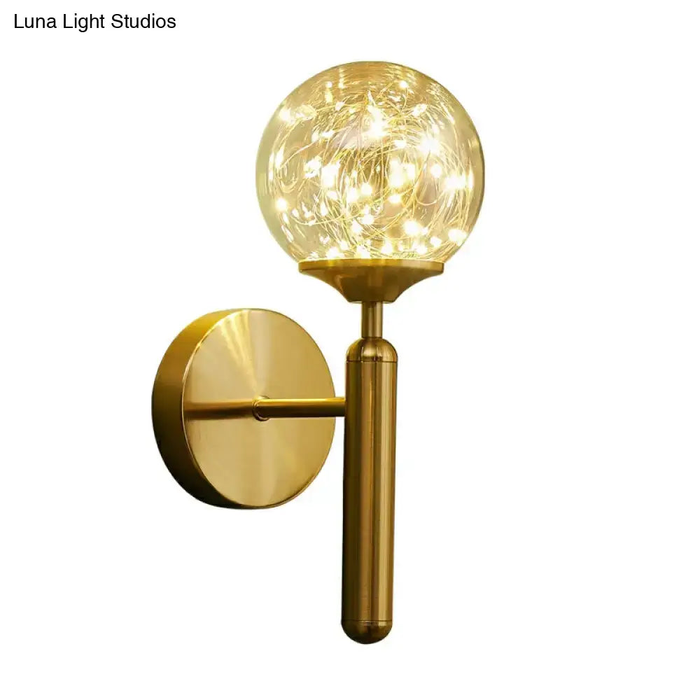 Postmodern gold glass globe wall light fixture bedroom starry led