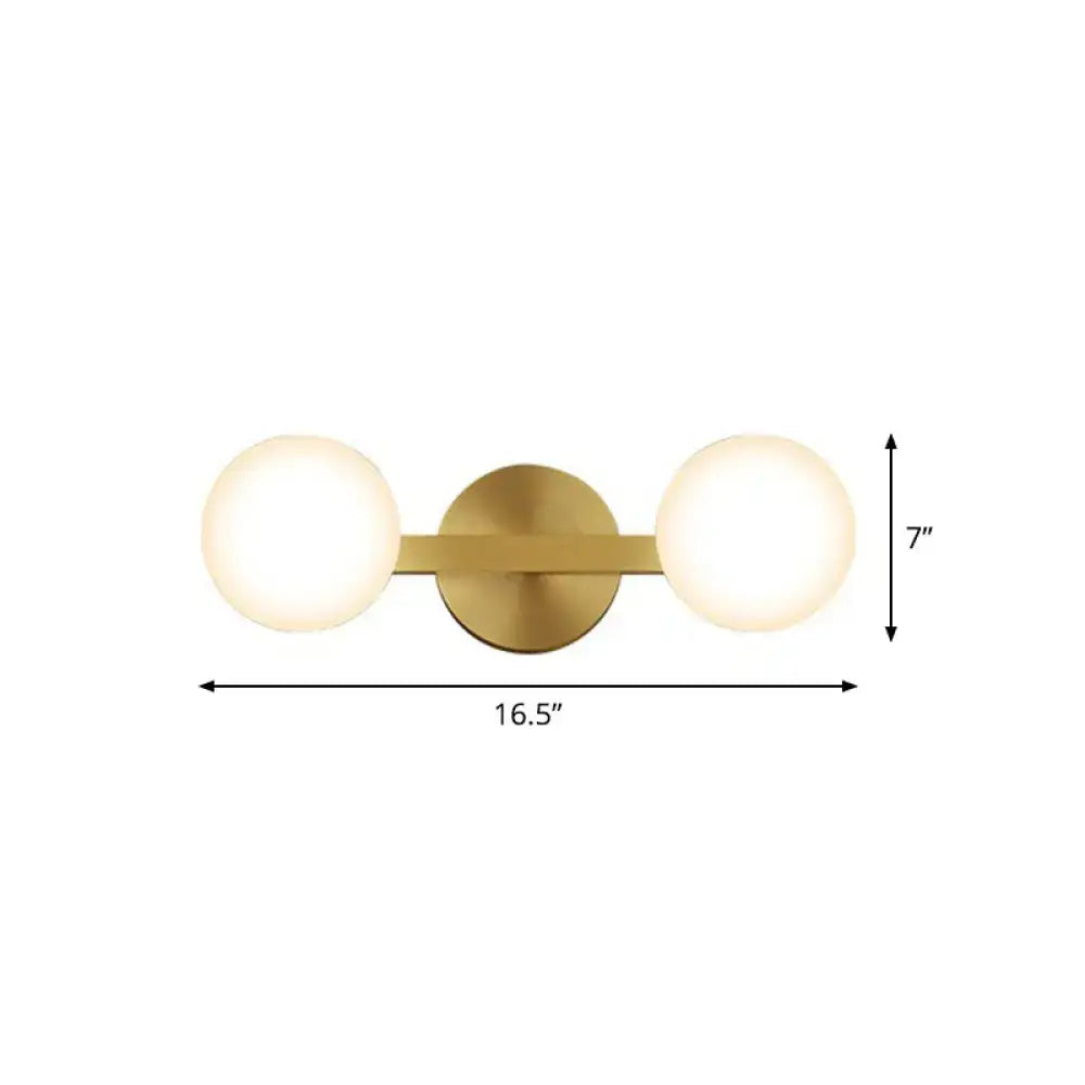 Postmodern gold glass globe wall sconce bathroom fixture height 11in
