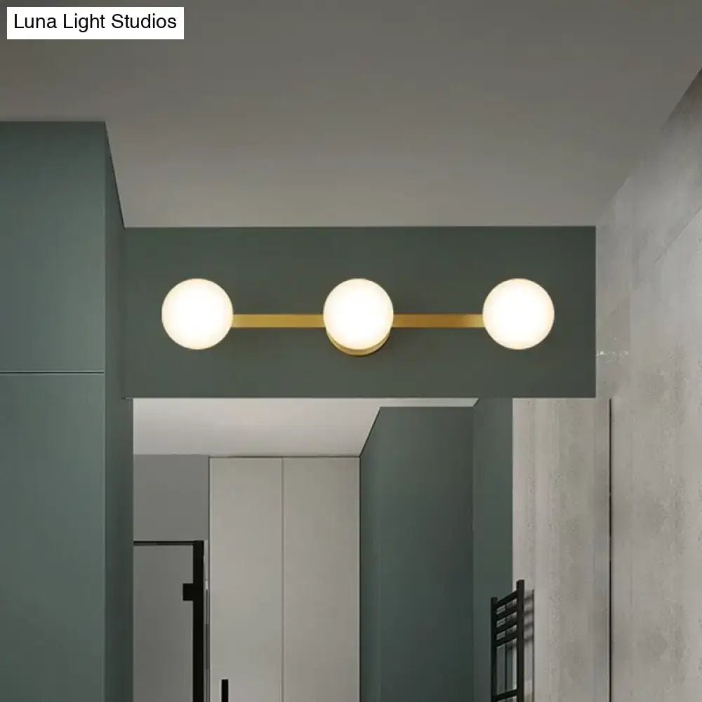 Postmodern gold glass globe wall sconce bathroom fixture height 11in