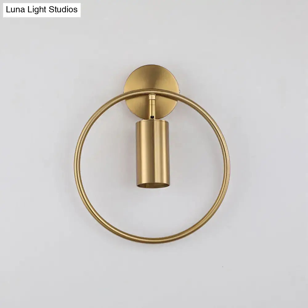 DecorBites™ Postmodern Metallic Wall Mount Sconce Light with Halo Ring - 1 Head Bedside Solution