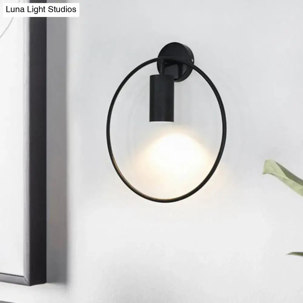 DecorBites™ Postmodern Metallic Wall Mount Sconce Light with Halo Ring - 1 Head Bedside Solution