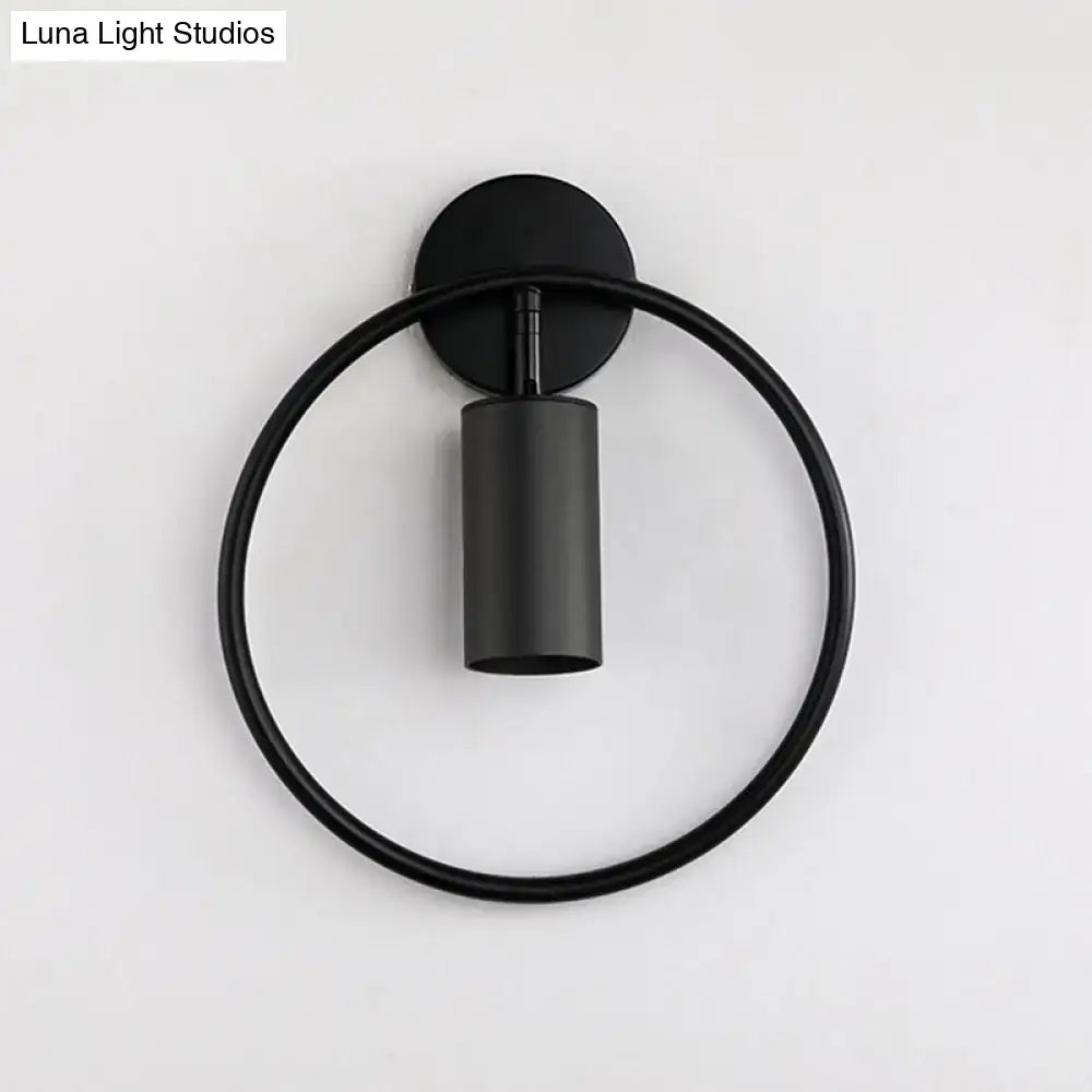 DecorBites™ Postmodern Metallic Wall Mount Sconce Light with Halo Ring - 1 Head Bedside Solution