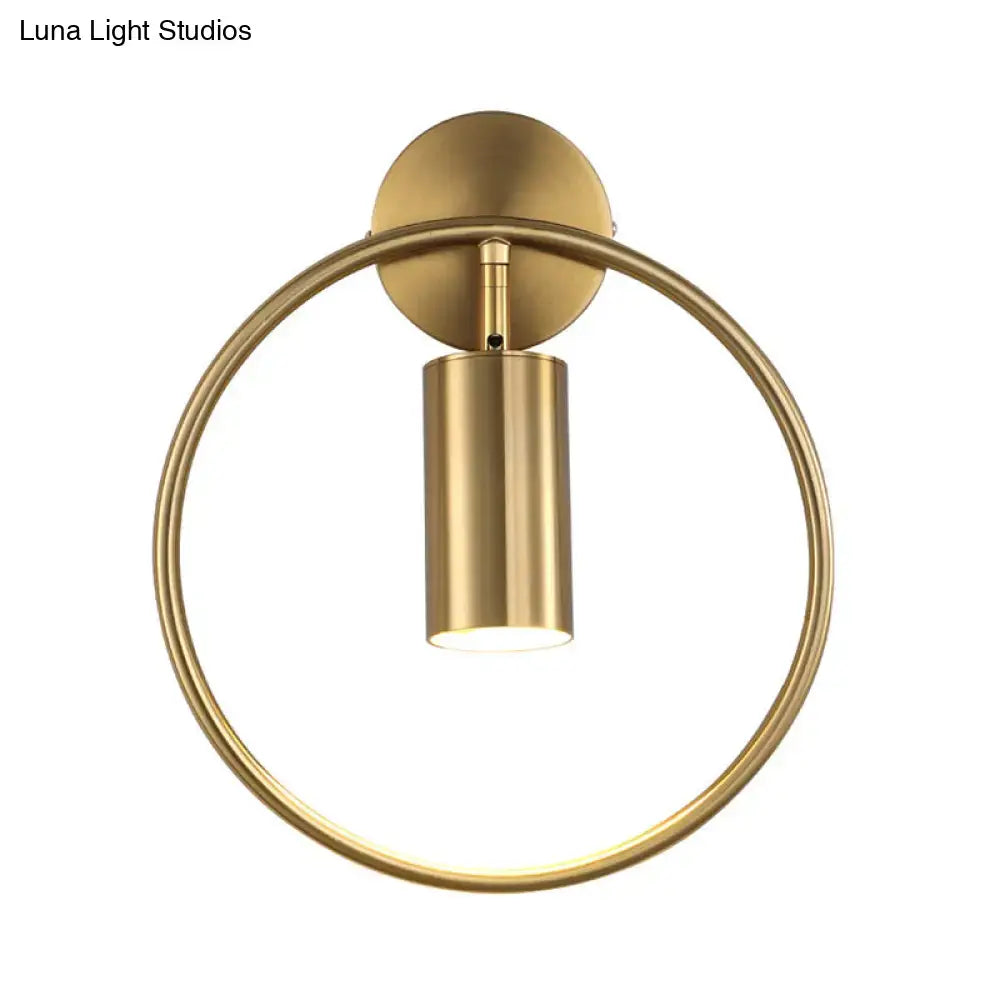 DecorBites™ Postmodern Metallic Wall Mount Sconce Light with Halo Ring - 1 Head Bedside Solution