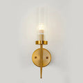DecorBites™ Postmodern Cylindrical Wall Mount Light in Gold with Clear Ribbed Glass - Perfect for Stairway Lighting