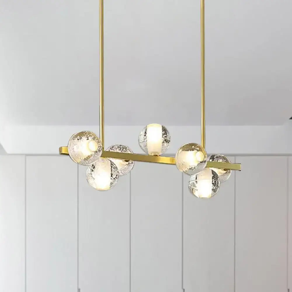Postmodern gold seeded crystal suspension globe light dining room