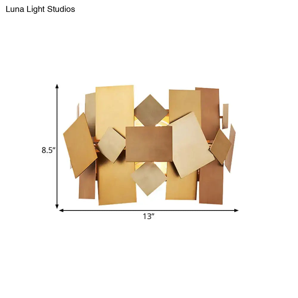 Postmodern gold stacked panel sconce light fixture living room