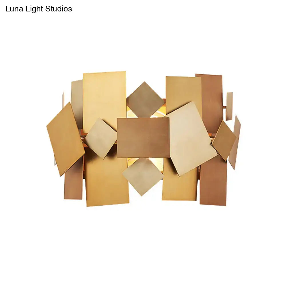 Postmodern gold stacked panel sconce light fixture living room