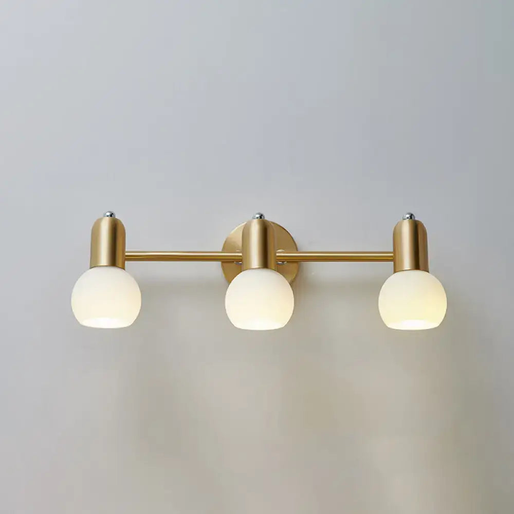 Postmodern gold swivel dome milk glass vanity light bathroom sconce
