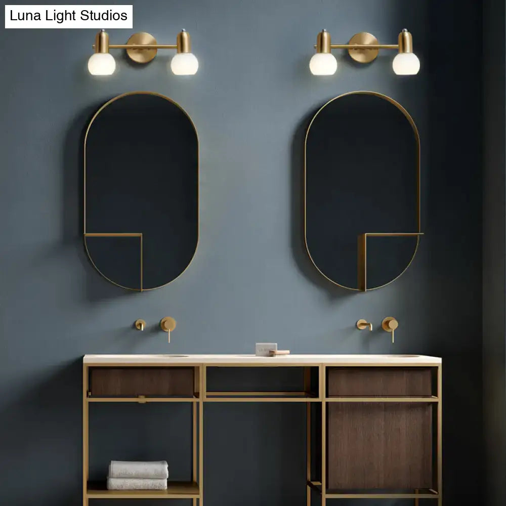 Postmodern gold swivel dome milk glass vanity light bathroom sconce