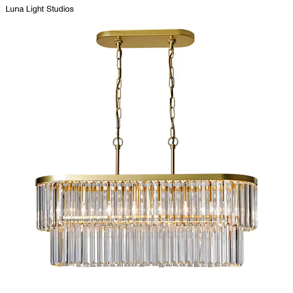 DecorBites™ Oval Island Ceiling Light with Postmodern Design - 4 Clear Crystal Rod Suspension Heads