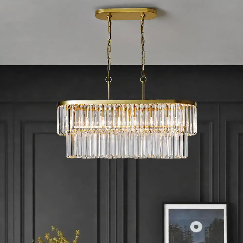 DecorBites™ Oval Island Ceiling Light with Postmodern Design - 4 Clear Crystal Rod Suspension Heads