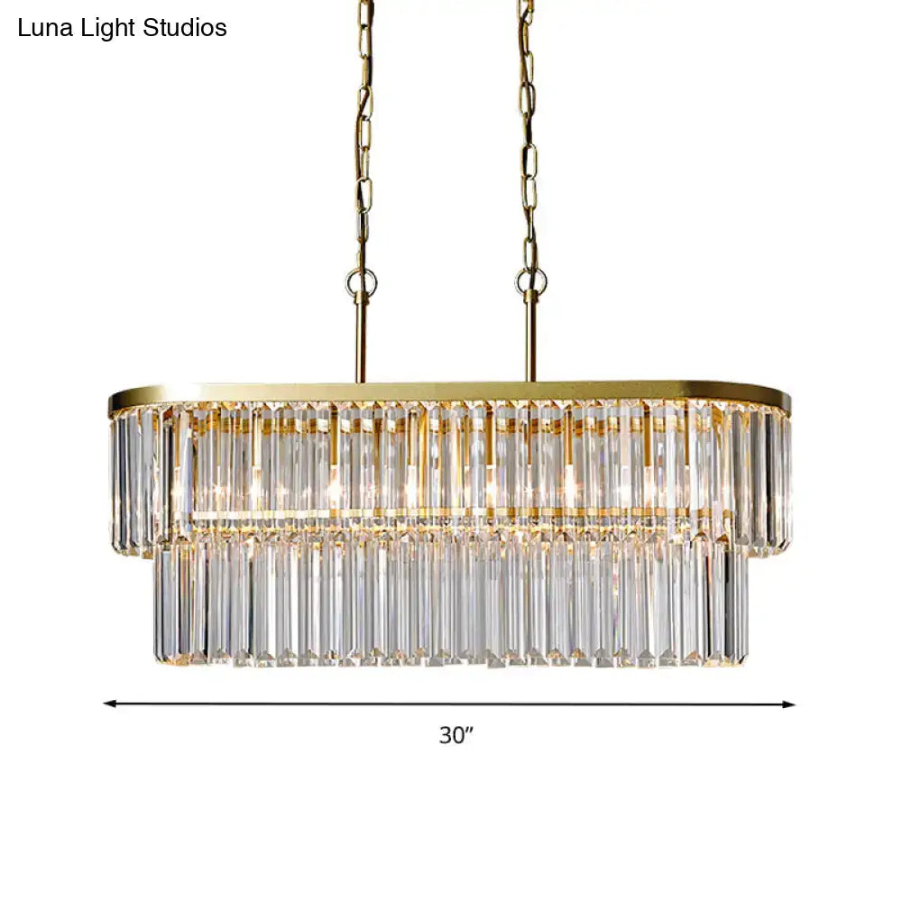 DecorBites™ Oval Island Ceiling Light with Postmodern Design - 4 Clear Crystal Rod Suspension Heads