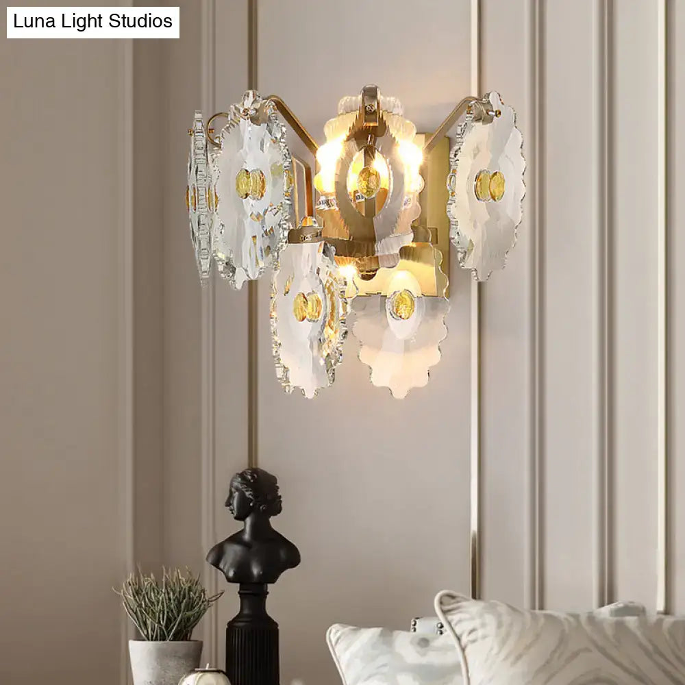Postmodern green gold gem crystal wall sconce bedroom light