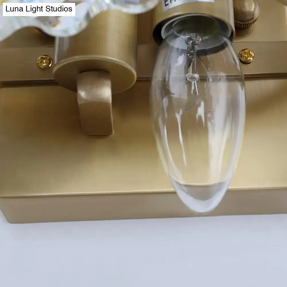 Postmodern green gold gem crystal wall sconce bedroom light