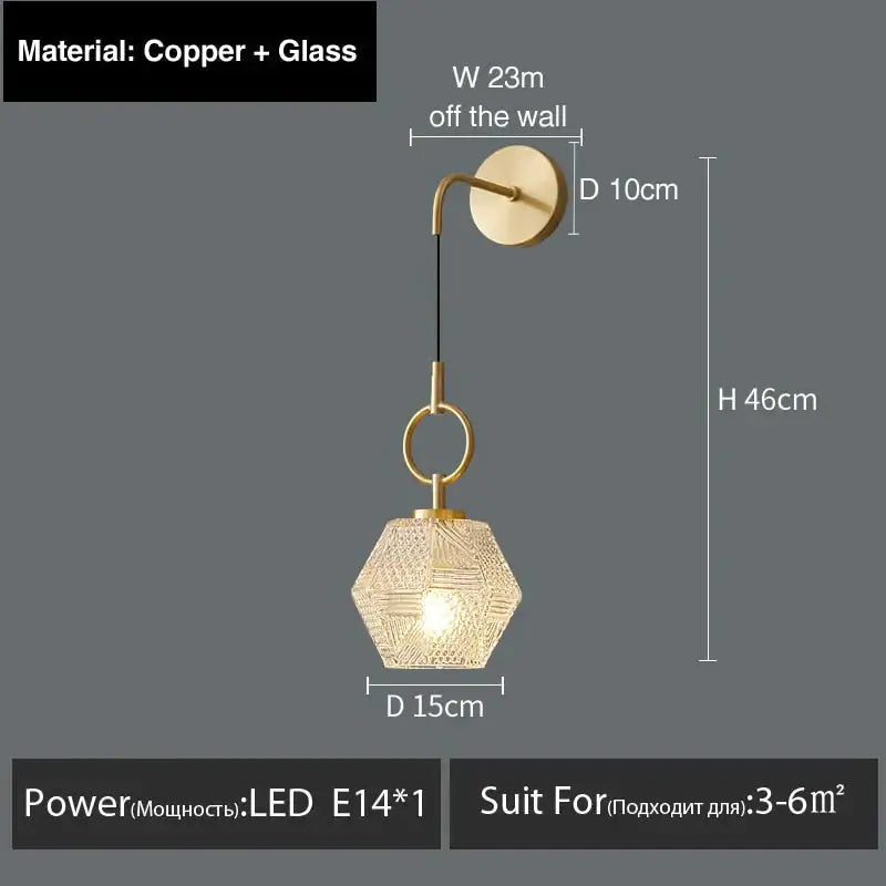 Postmodern luxury led wall lamp gold crystal sconce bedroom light
