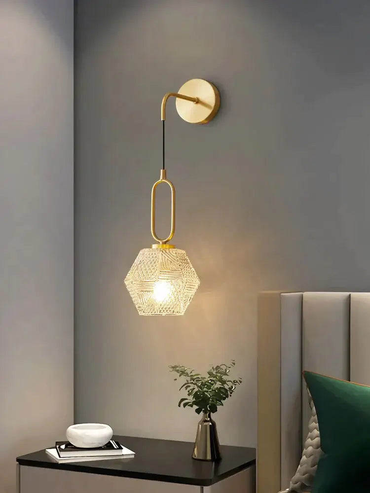 Postmodern luxury led wall lamp gold crystal sconce bedroom light