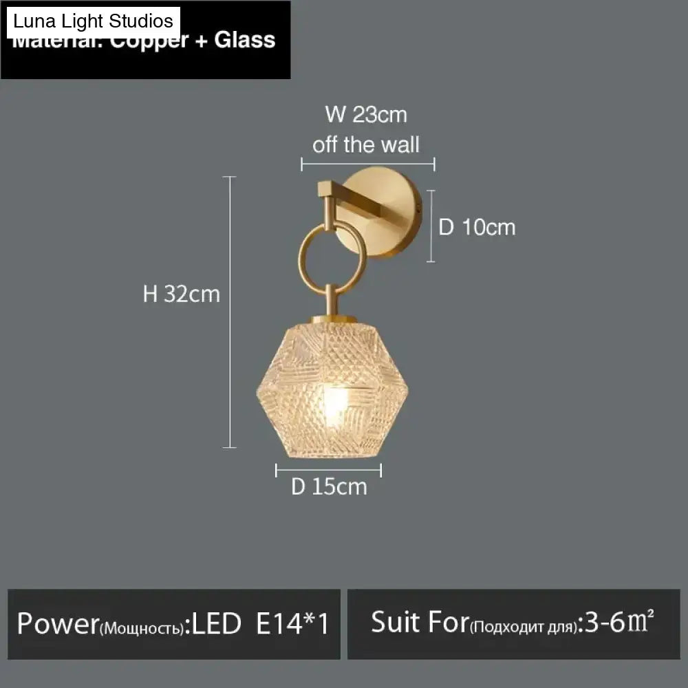 Postmodern luxury led wall lamp gold crystal sconce bedroom light