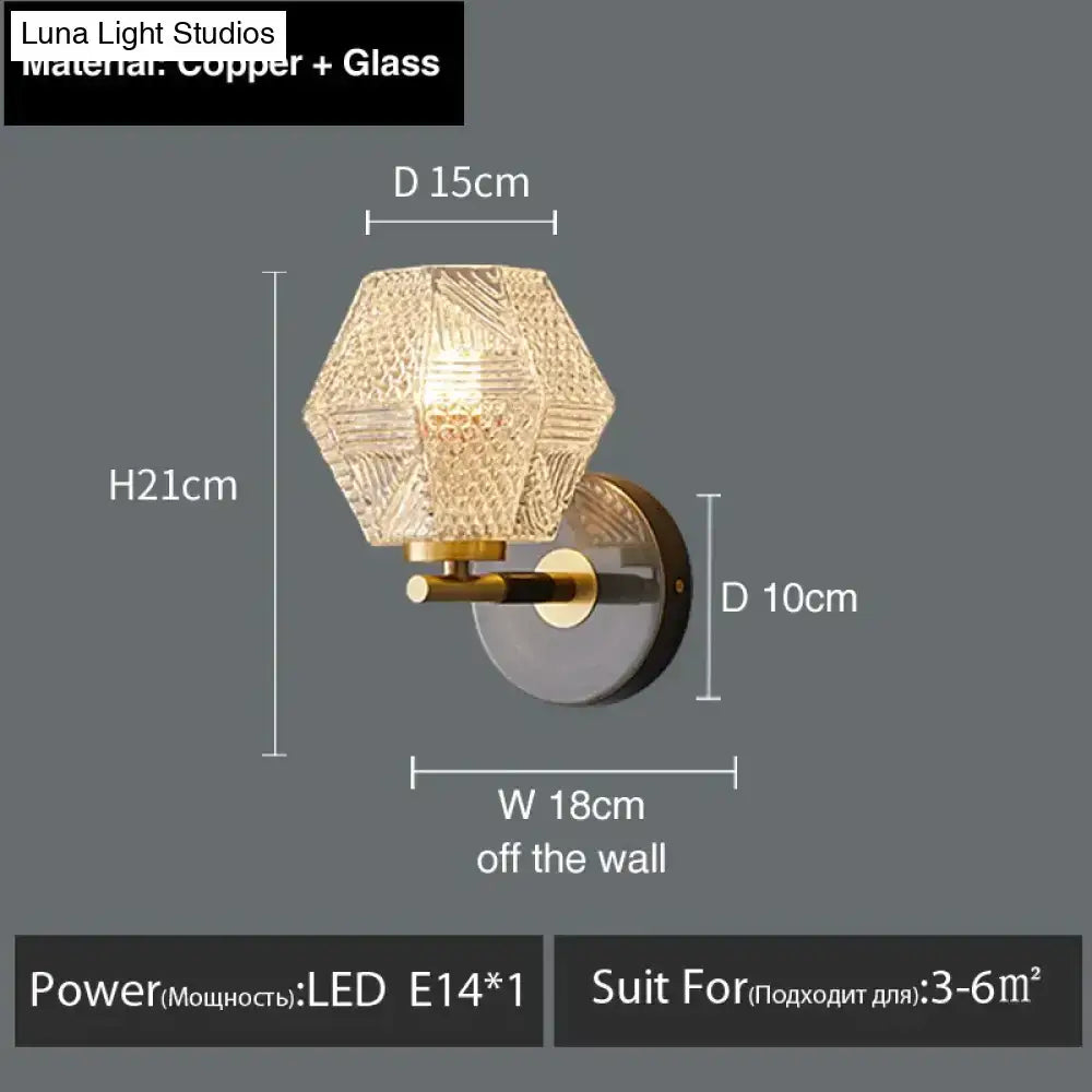 Postmodern luxury led wall lamp gold crystal sconce bedroom light