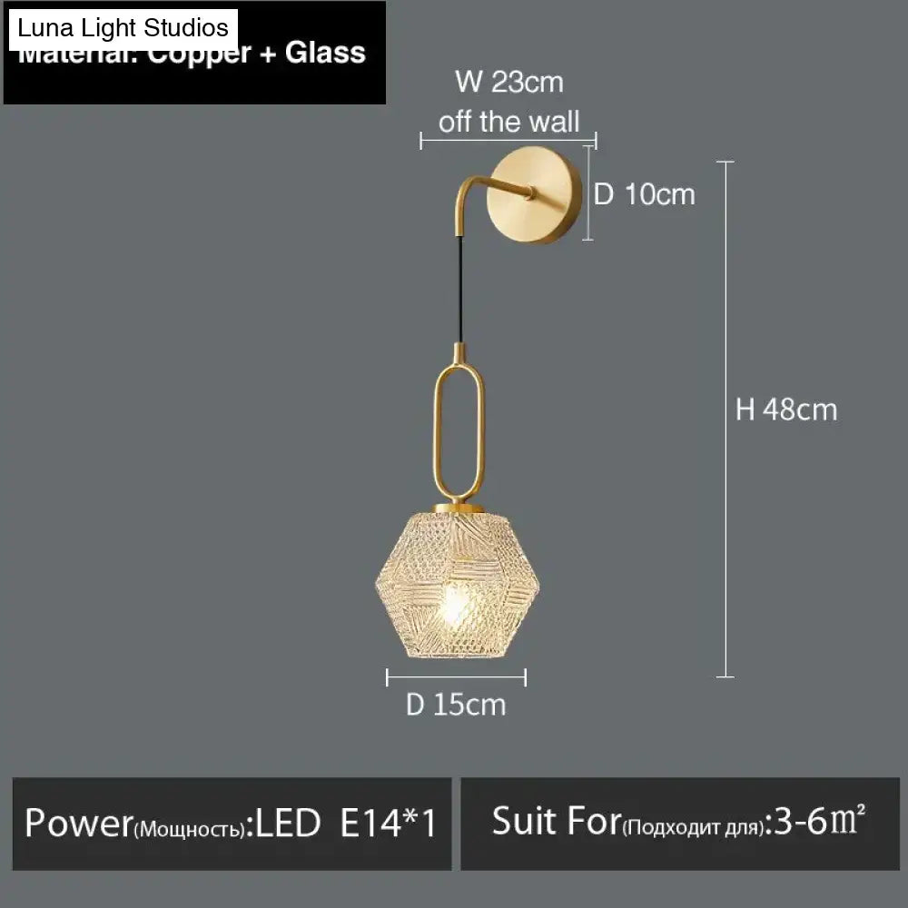 Postmodern luxury led wall lamp gold crystal sconce bedroom light