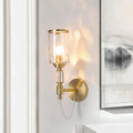 Postmodern water glass brass wall light bedroom crystal sconce