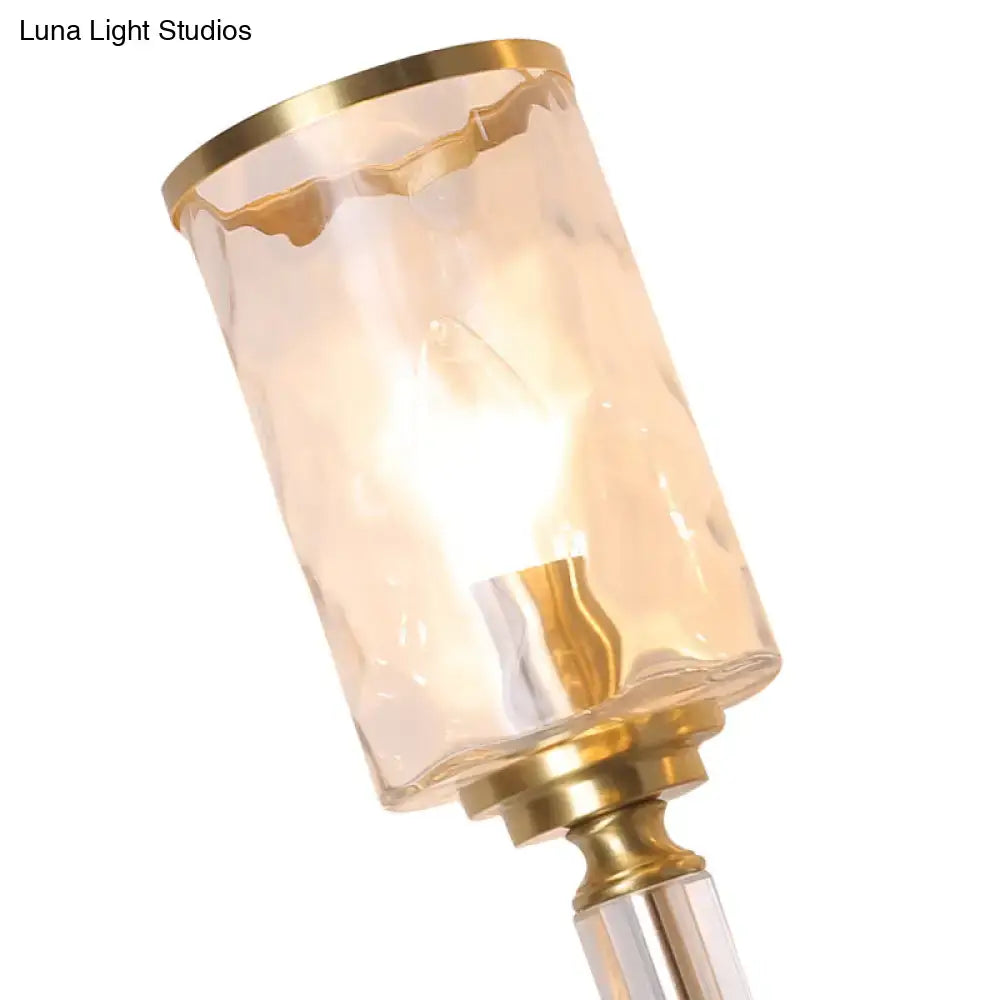 Postmodern water glass brass wall light bedroom crystal sconce