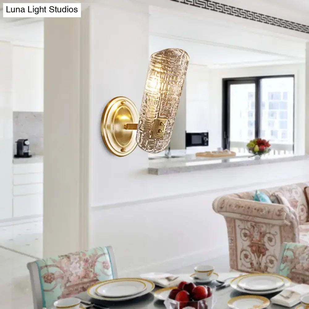 Prism textured glass gold wall light for corridor