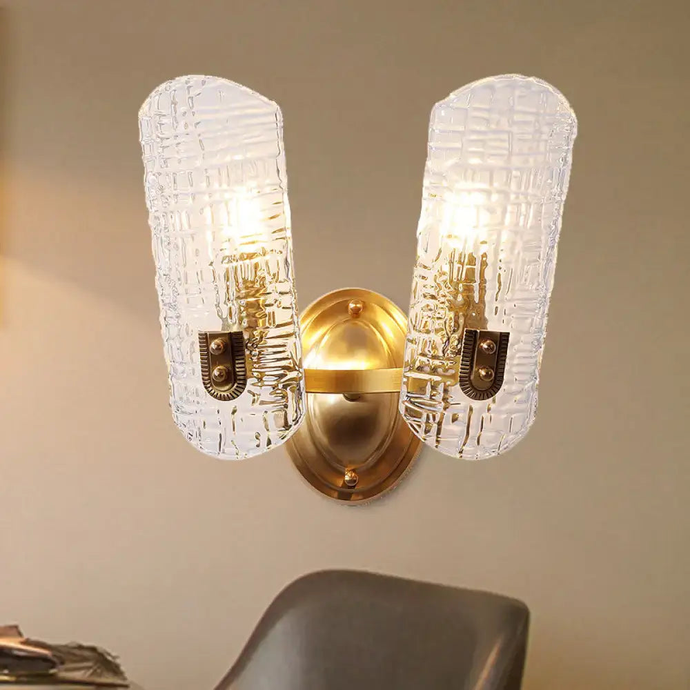 Prism textured glass gold wall light for corridor