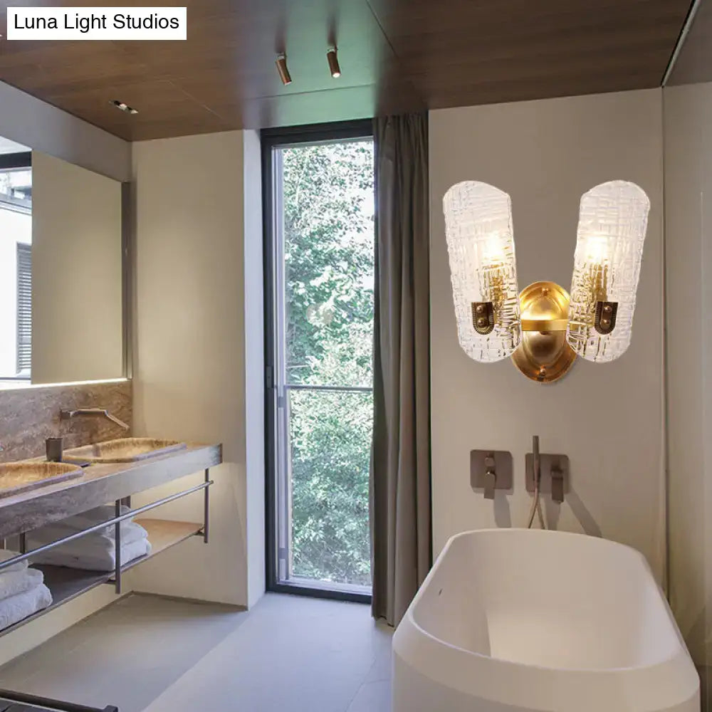 Prism textured glass gold wall light for corridor