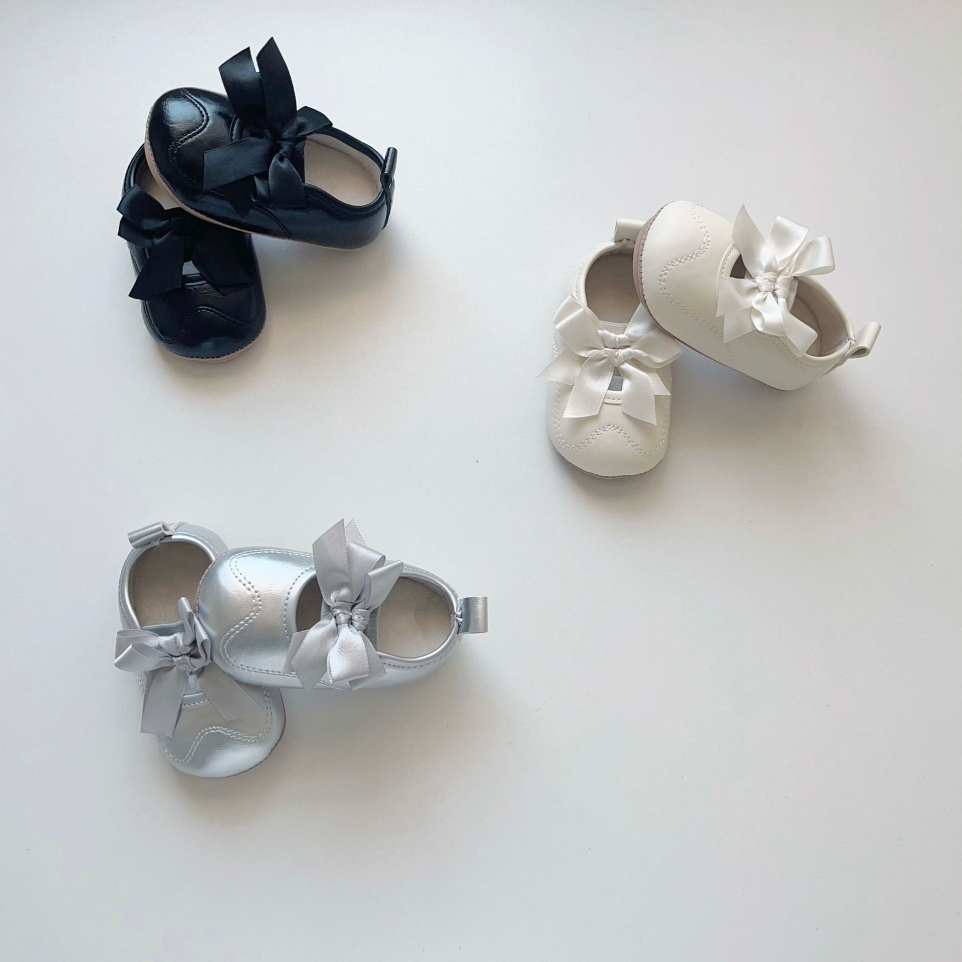 Winter and Autumn Baby Girl Fashion Solid Color Butterfly-bow Decorated Toddler Soft-Sole Anti-slip Walking Shoes