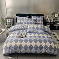 Quilted cream & black geometric printed bed set bedroom bedding