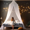Rainbow pastel hanging mosquito nets with star lights bedroom canopy