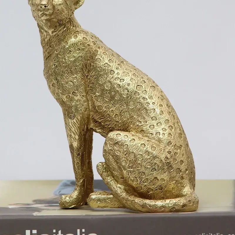 Realistic golden leopard print resin crafts office decor