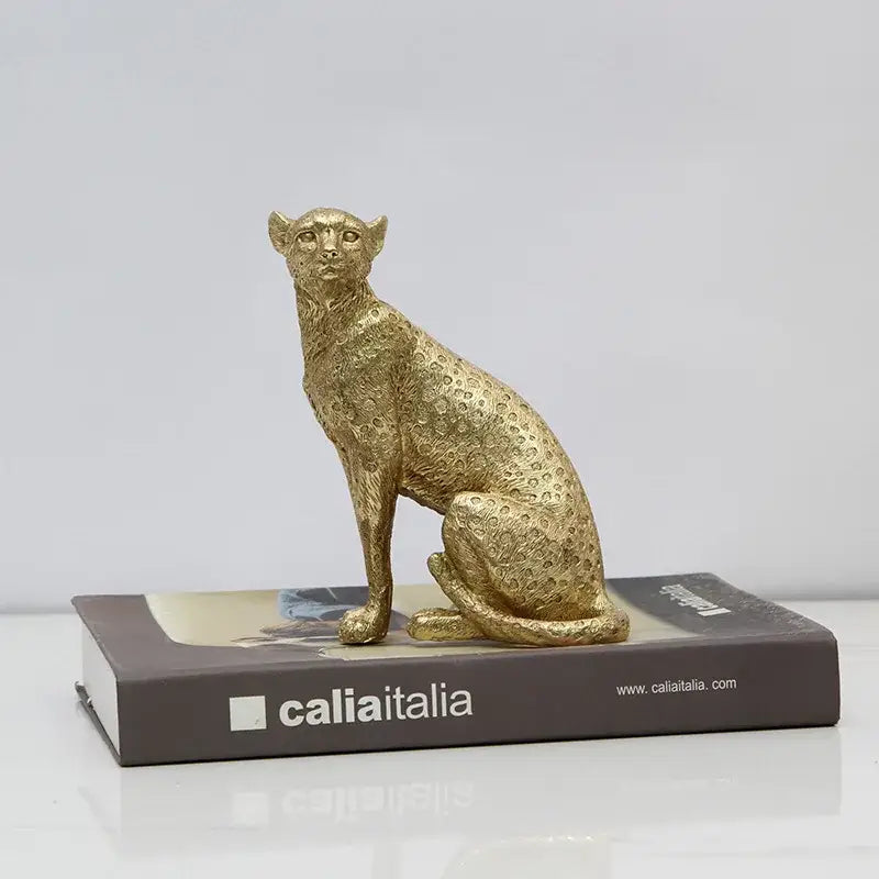 Realistic golden leopard print resin crafts office decor