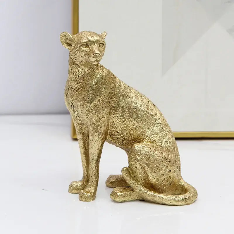 Realistic golden leopard print resin crafts office decor