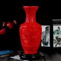Red lacquerware flower auspicious vase living room dragon carving