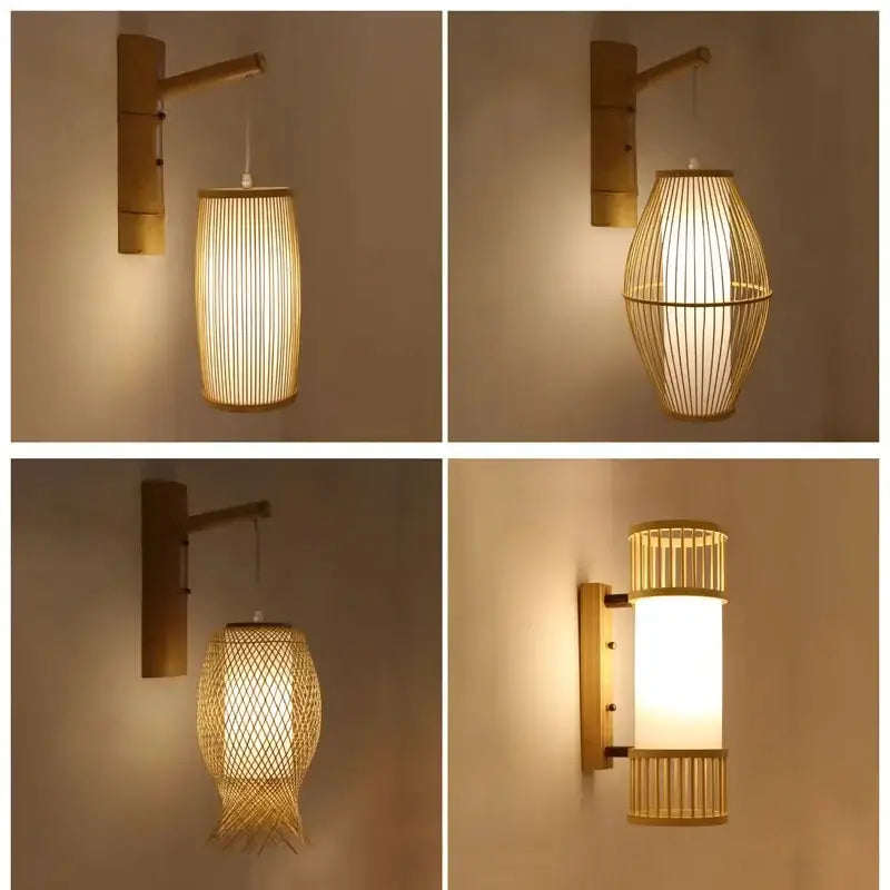 DecorBites™ Bamboo Wall Lights: Retro Hand-woven Luminaire for Bedroom, Corridor, Hotel, Restaurant Decor