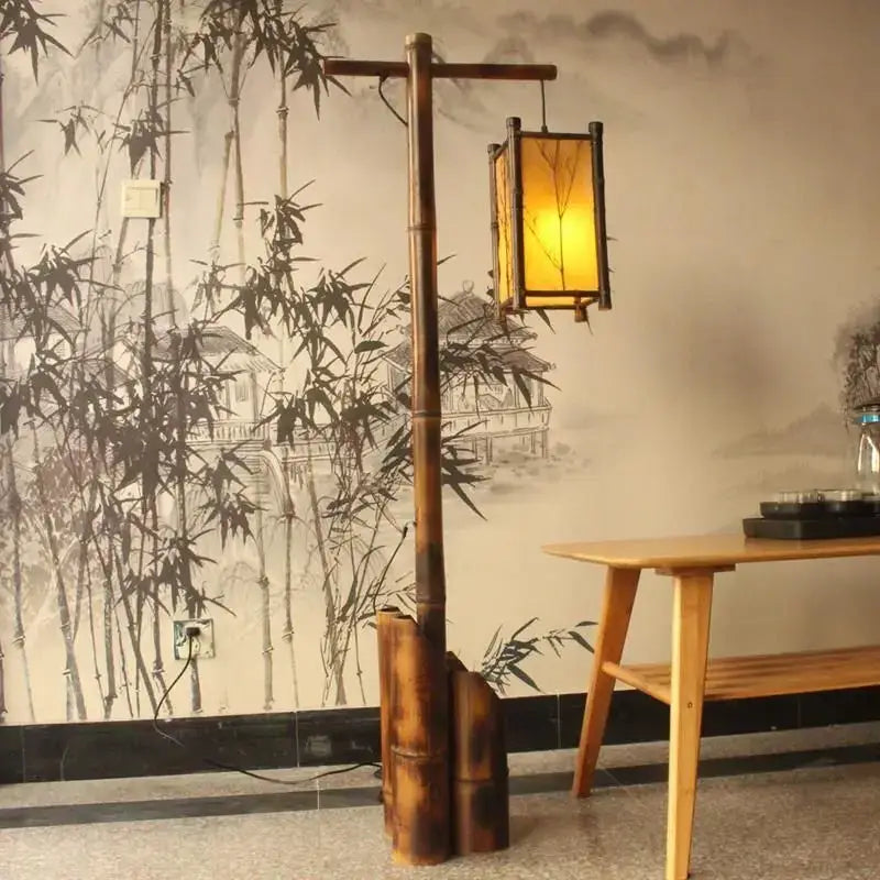 DecorBites™ Bamboo Weave Floor Lamp | Retro Design for Zen Living Room & Study