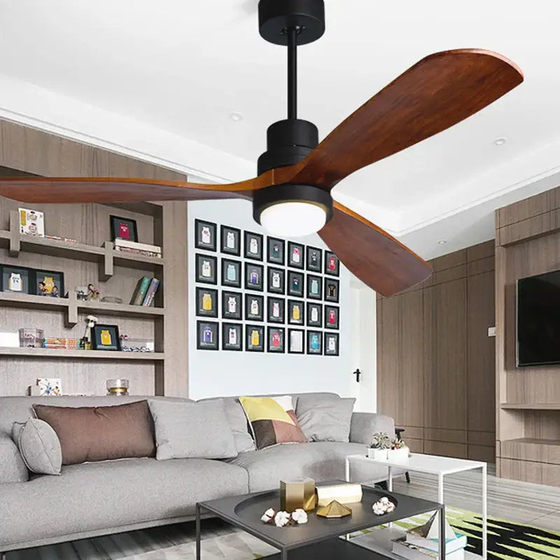Retro black and dark wood ceiling fan with 15w ceiling lights bedroom