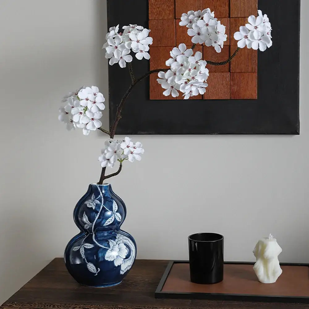 Retro blue & white porcelain vase – living room floral pot