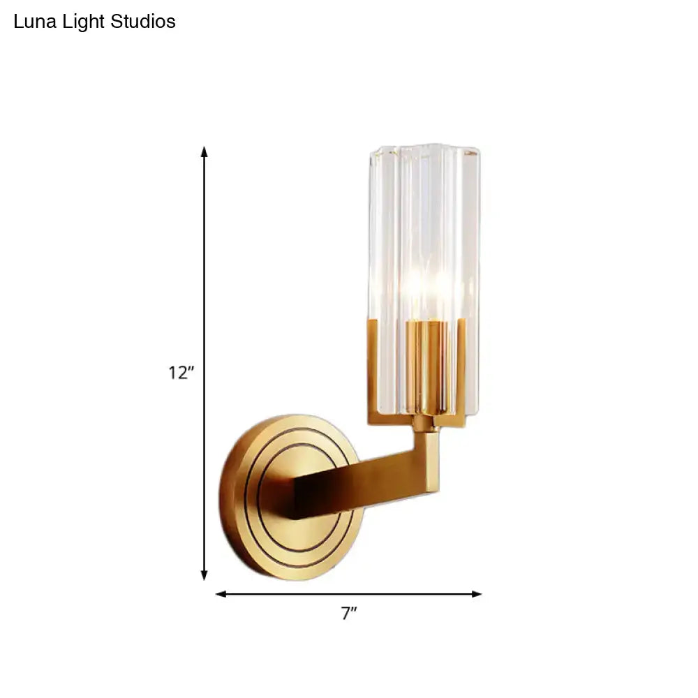 DecorBites™ Retro Crystal Ribbed Wall Lamp with Brass Flush Sconce for Living Room - 1/2 Lights