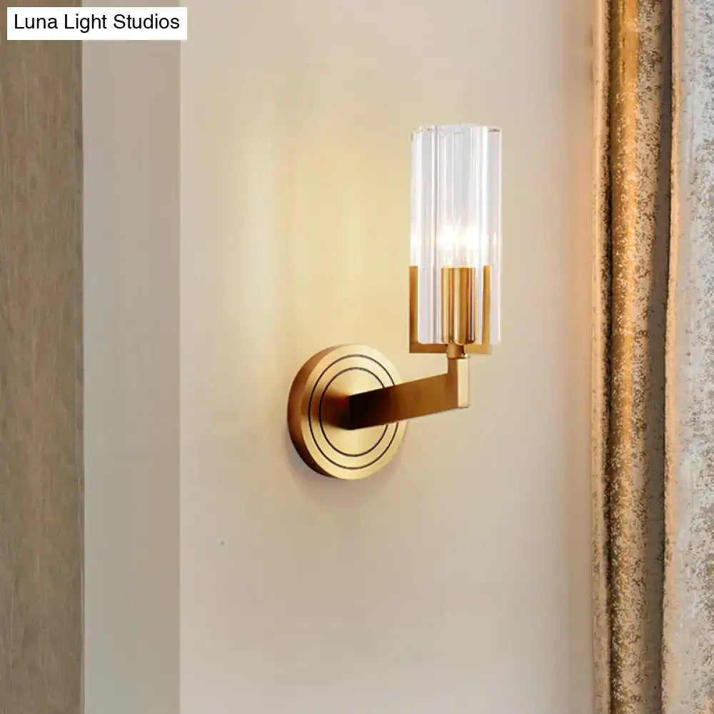 DecorBites™ Retro Crystal Ribbed Wall Lamp with Brass Flush Sconce for Living Room - 1/2 Lights