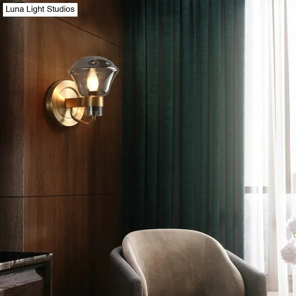 DecorBites™ Retro-Style Smoke Gray/Amber Glass Bell Wall Sconce - Brass Wall Mount Light Fixture (1 bulb)"